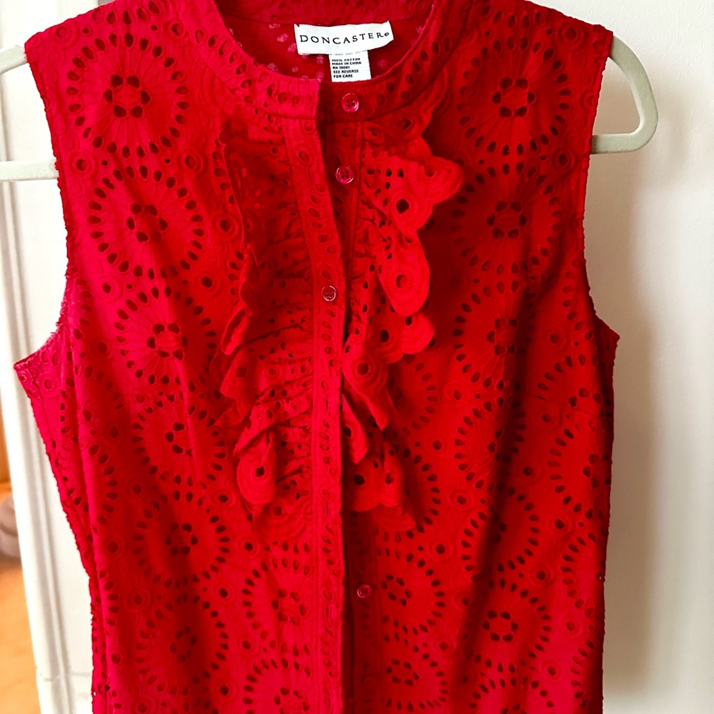Doncaster Scarlet Eyelet Top